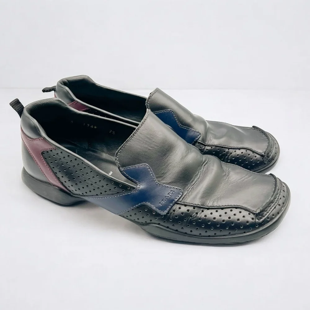 Prada Black Leather Slip-On Loafers - Picture 4 of 9